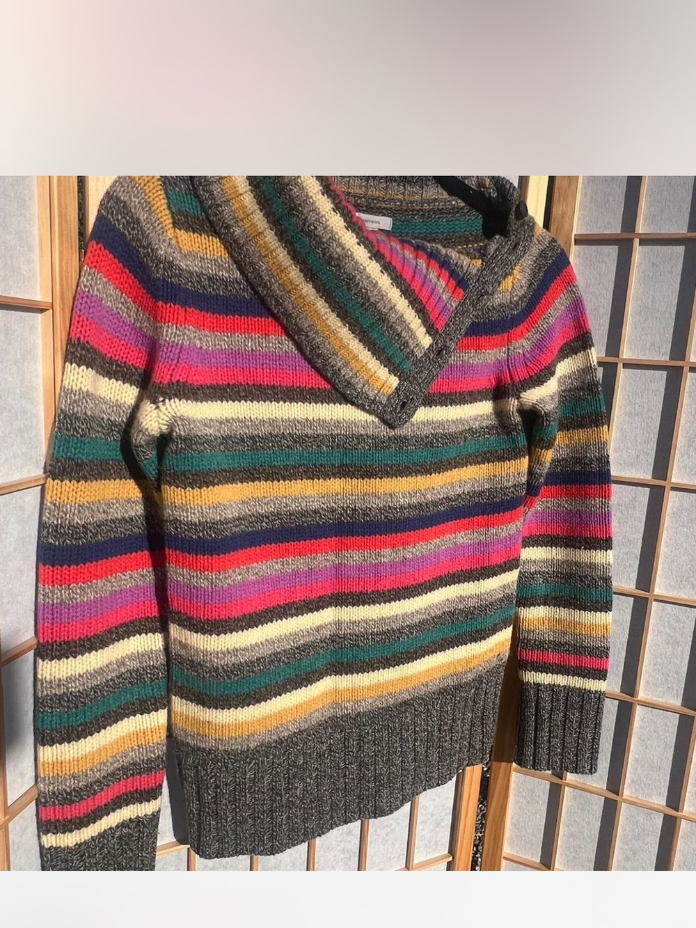 Gap vintage lambswool crazy striped V-Neck sailor collar Sweater in Multi-Color